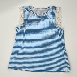 Lilly Pulitzer Striped Blue and White Tank with Lace Detail